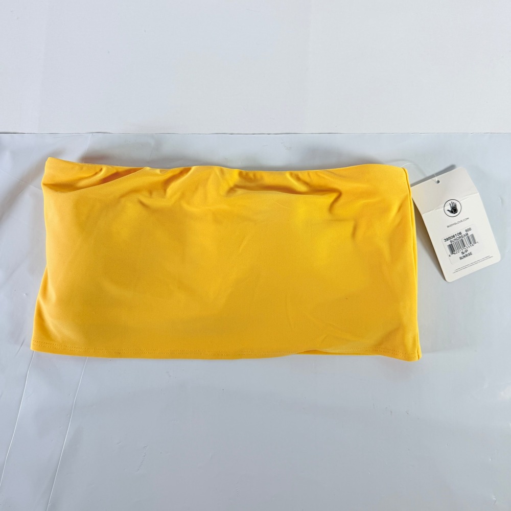 Body Glove Womens Sundream Bandeau Bikini Top S Yellow Strapless Swim 39506106